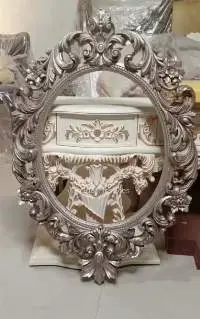 Hand-Carved Wooden Mirror Frame