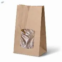 Brown/White Block Bottom Window Paper Bag