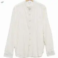 Crisp Knit White Chinese Collar Shirt