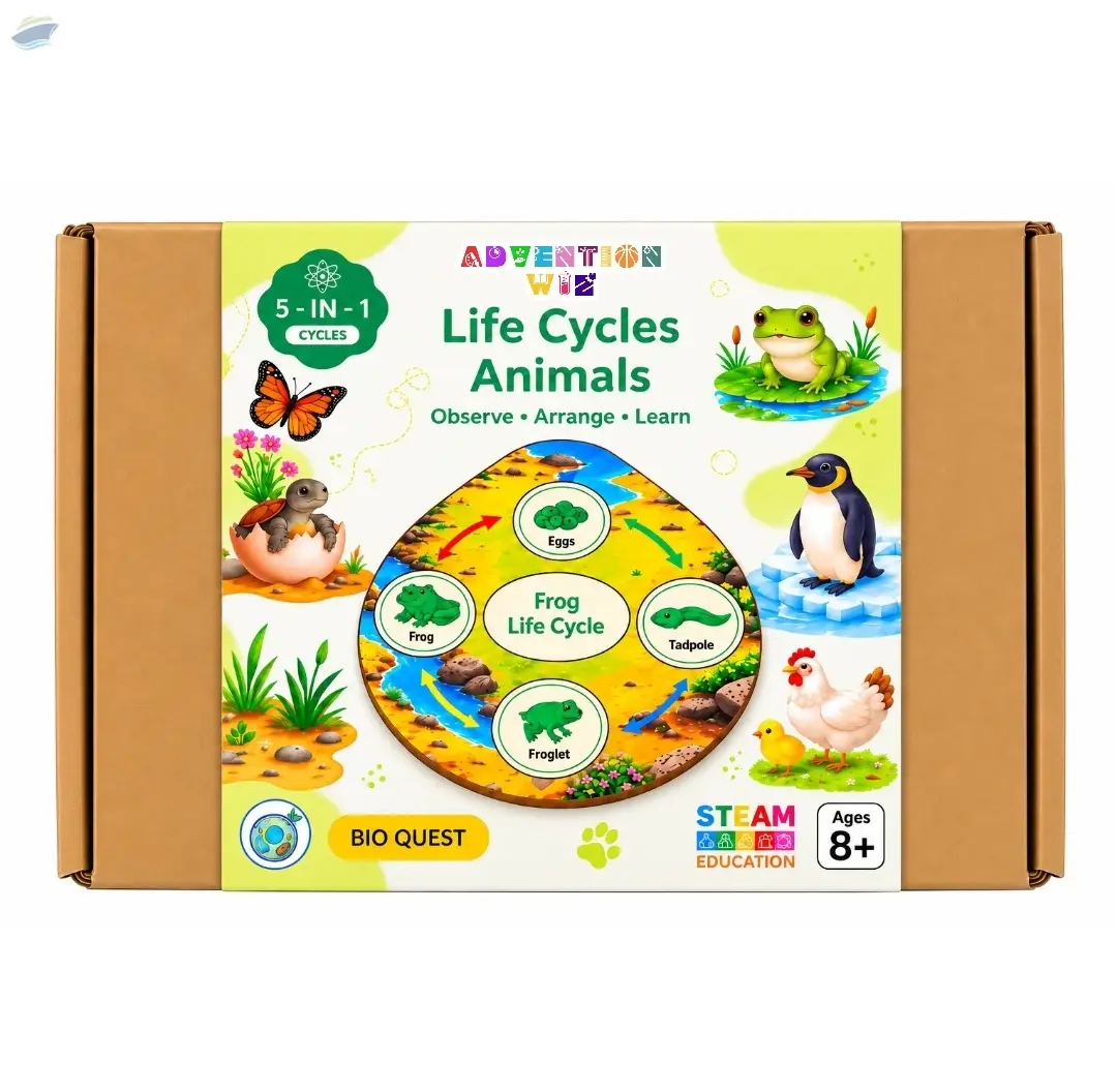 AdventionWiz 5-in-1 Animal Life Cycle Puzzle