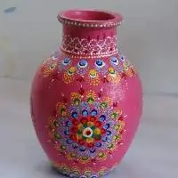 Hand-Painted Clay Vase - Artistic & Elegant