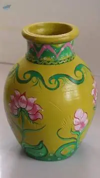 Hand-Painted Clay Vase - Vibrant Artisan Design