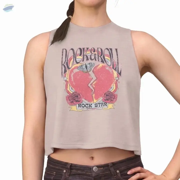 Ladies' Sleeveless Graphic Crop Muscle Tee