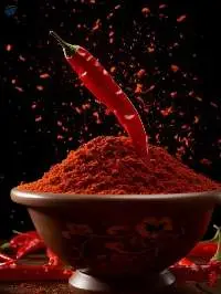 Chilly Powder In Wooden Bowl