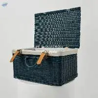 Rattan Storage Box - Belt Leather