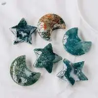 Moss Onyx Moon/Star Pendants