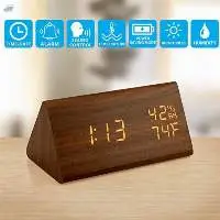 Wooden LED Alarm Clock Table Digital Clock