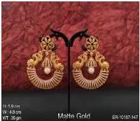 Matte Gold Polish Party Wear Kemp Earring