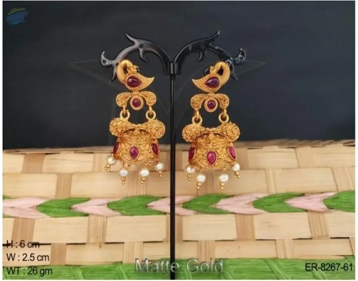 Peacock Shape Jhumka Kemp Earring Set
