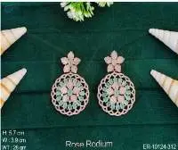 Fancy Party Wear Rose Rodium Polish Earring