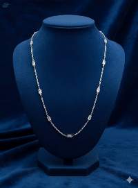 American Diamond Rodium Polish Full Stone Chain