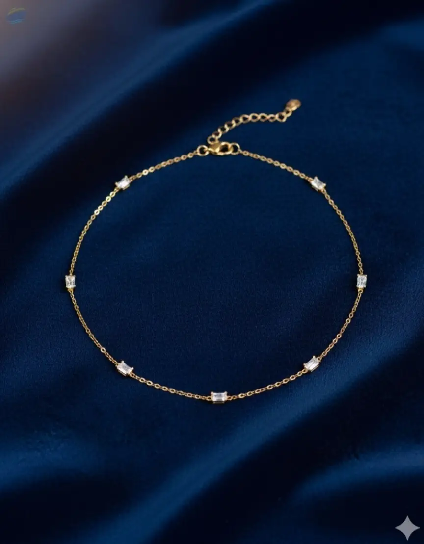 Two Tone Polish Full Stone Party Wear Chain