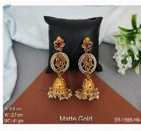 Matter Gold Polish Party Wear Earrings