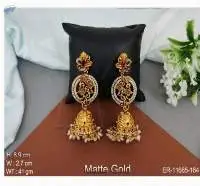 Matter Gold Polish Party Wear Earrings