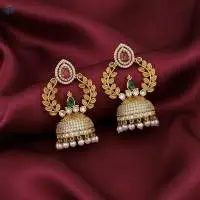 Matte Gold Polish Kemp Jhumka Earrings