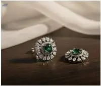 Rodium Polish Beautiful Cz Ad Earring Tops Studs