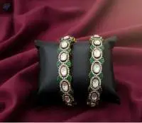 High Gold Polish Full Stone Bangles  set