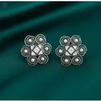 Black Rodium Polish Fancy Style Earrings