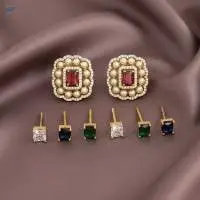 Matte Gold Polish Changeable Tops Earrings