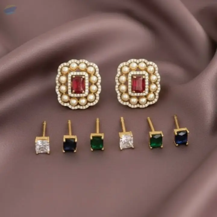 Matte Gold Polish Changeable Tops Earrings