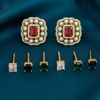 Pretty Design Gold Changeable Tops Earrings