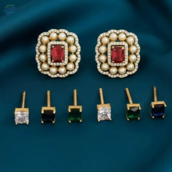 Pretty Design Gold Changeable Tops Earrings