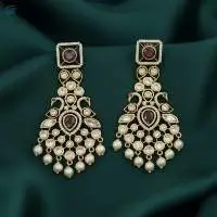 Matte Gold Polish Fancy Style Earrings