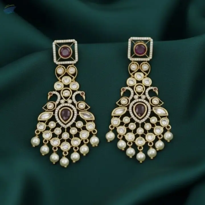 Matte Gold Polish Fancy Style Earrings