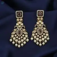 Full Stone Matte Gold Polish Earrings