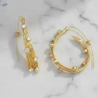 High Gold Polish Full Stone Fancy Style Earrings
