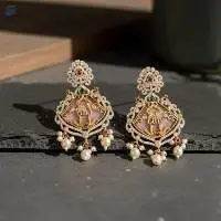 Matte Gold Full Stone Party Wear Earrings