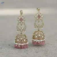 Mehendi Polish  Stone Clustered Pearl Earrings