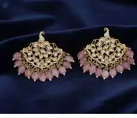 Matte Gold Polish Clustered Pearl Earrings