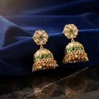 High Gold Polish Party Wear Jhumka Earrings