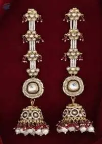 Antique Design Polish Stone Jhumka Earrings