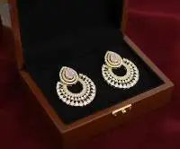Gold Polish Full Stone Party Wear Earring