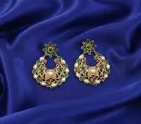 Paan Shape Chand Polki Earrings  