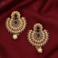 Reverse Paan Double Layer Polki Earrings