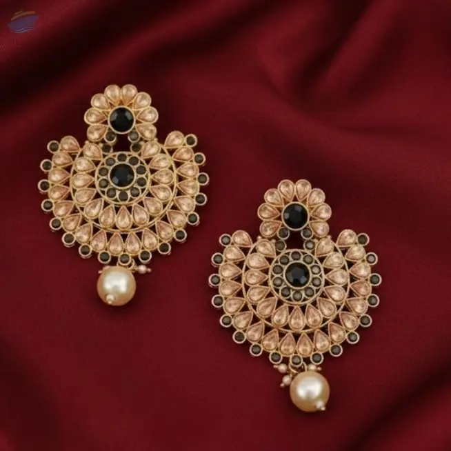 Reverse Paan Double Layer Polki Earrings
