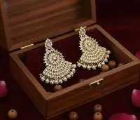 Triangular Shape Online Polki Earrings