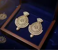 Paan Shape Syle Party Wear Polki Earrings