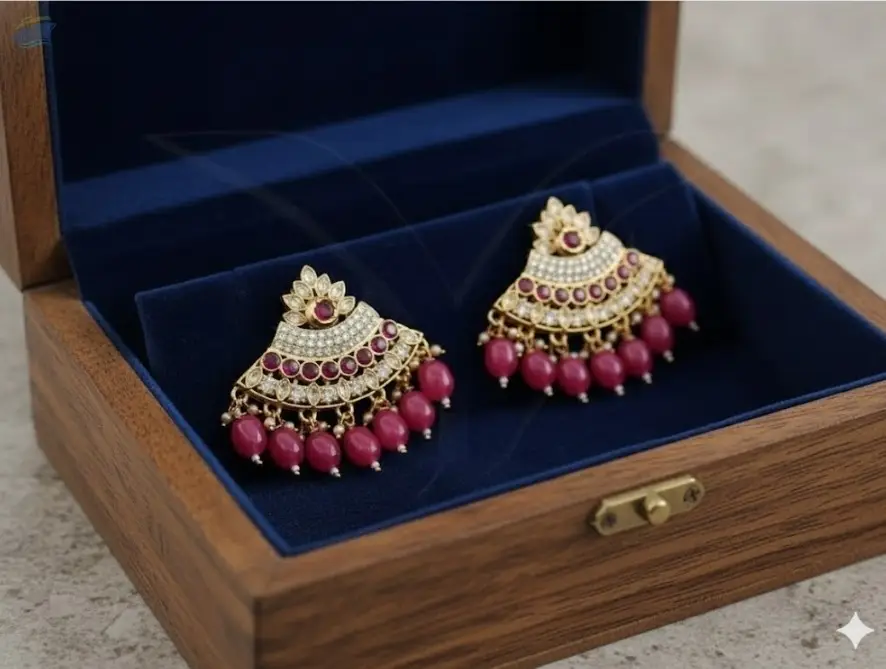 Arc Shape Stoned Polki Earrings