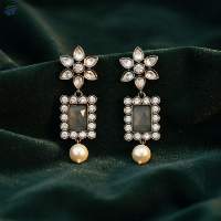Rectangular Full Stoned Fusion Earrings