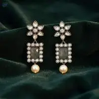 Rectangular Full Stoned Fusion Earrings