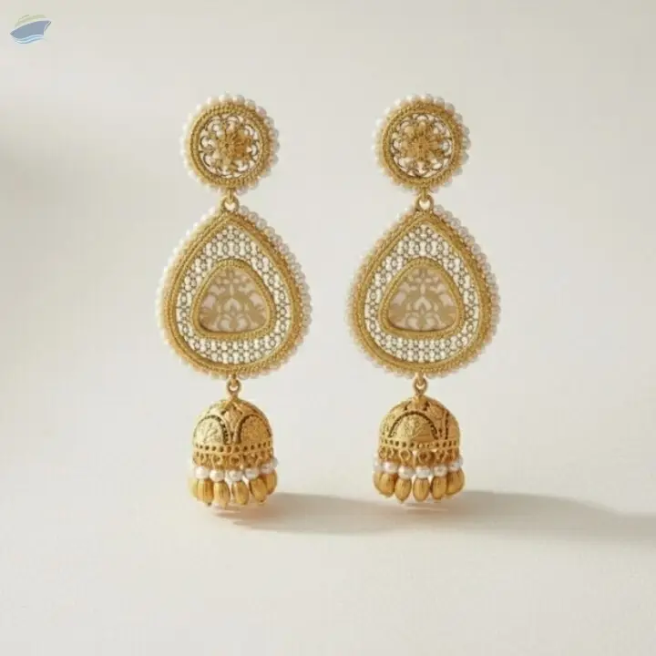 Peacock Trangle Jhumka Thewa Earring