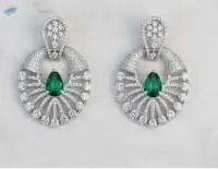 White Rodium Cz / Ad Party Wear Earring