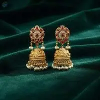 Matte Gold Polish  Fancy Style Jhumka Earring
