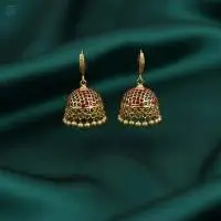 Matte Gold Polish Party Wear Jhumka Earring