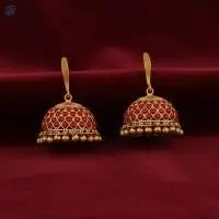 Matte Gold Polish Kemp Design Jhumka Earring