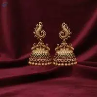 Gold Polish Clustered  Jhumka Earring